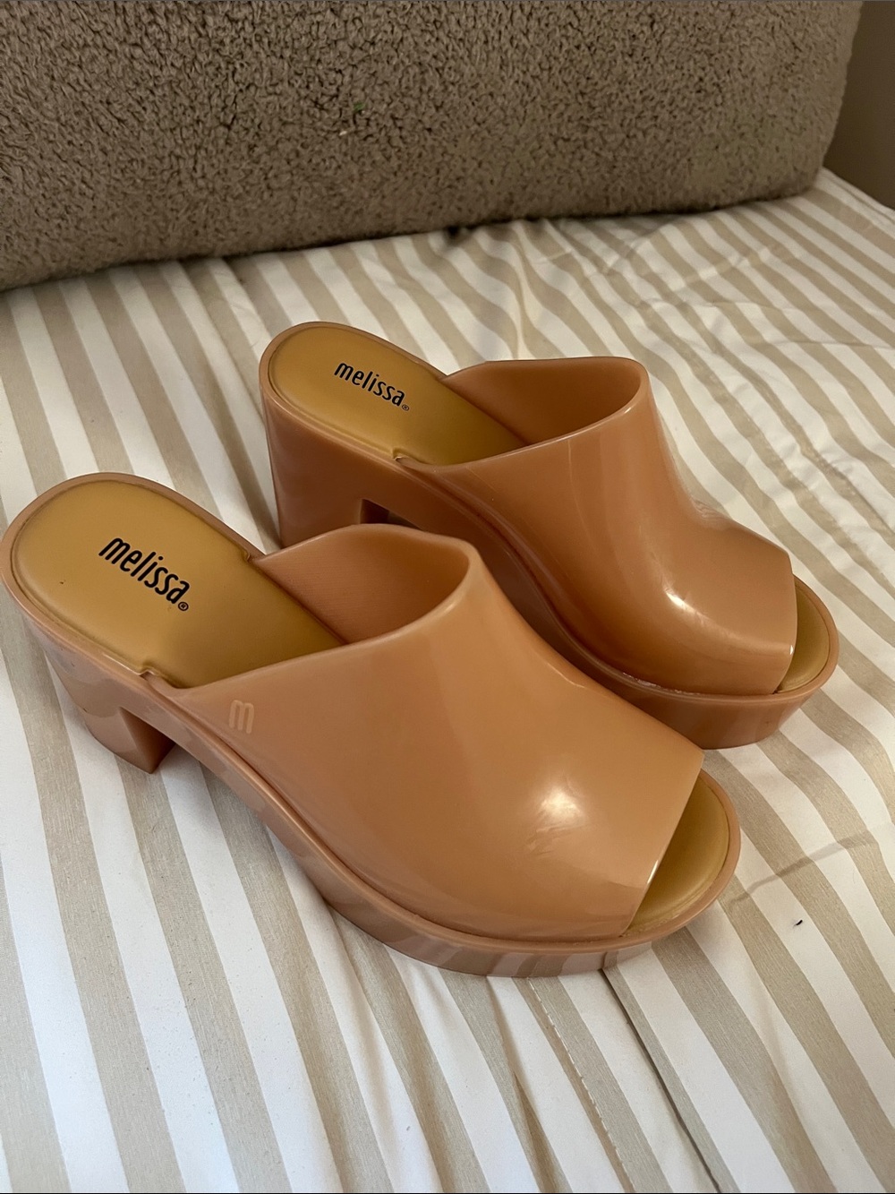 Melissa Women's Tan Platform Slide Sandals